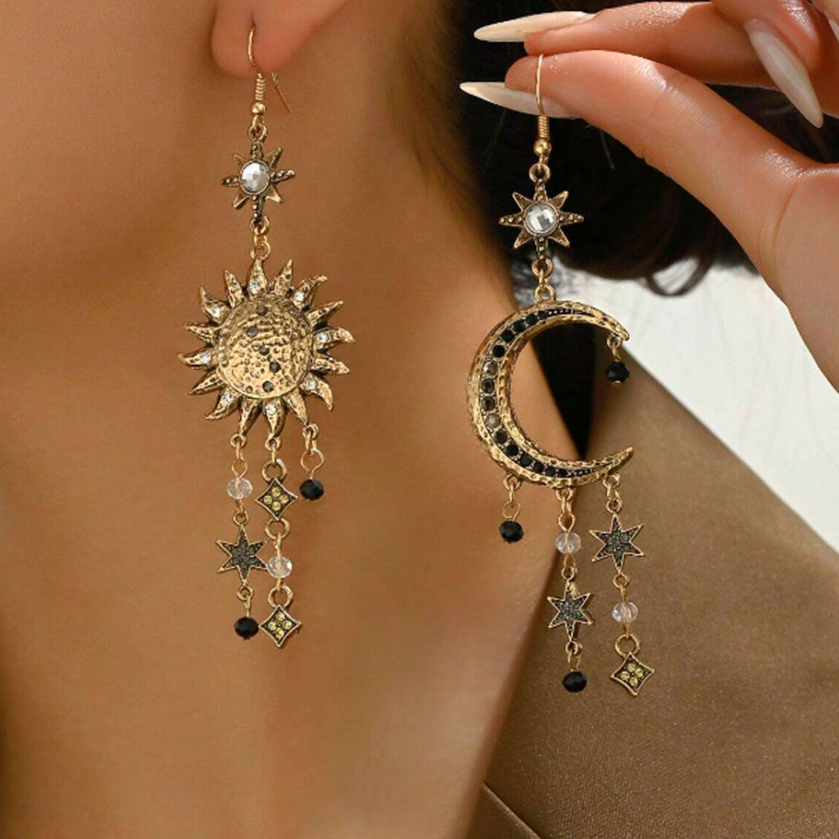 Long Sun Moon Earrings