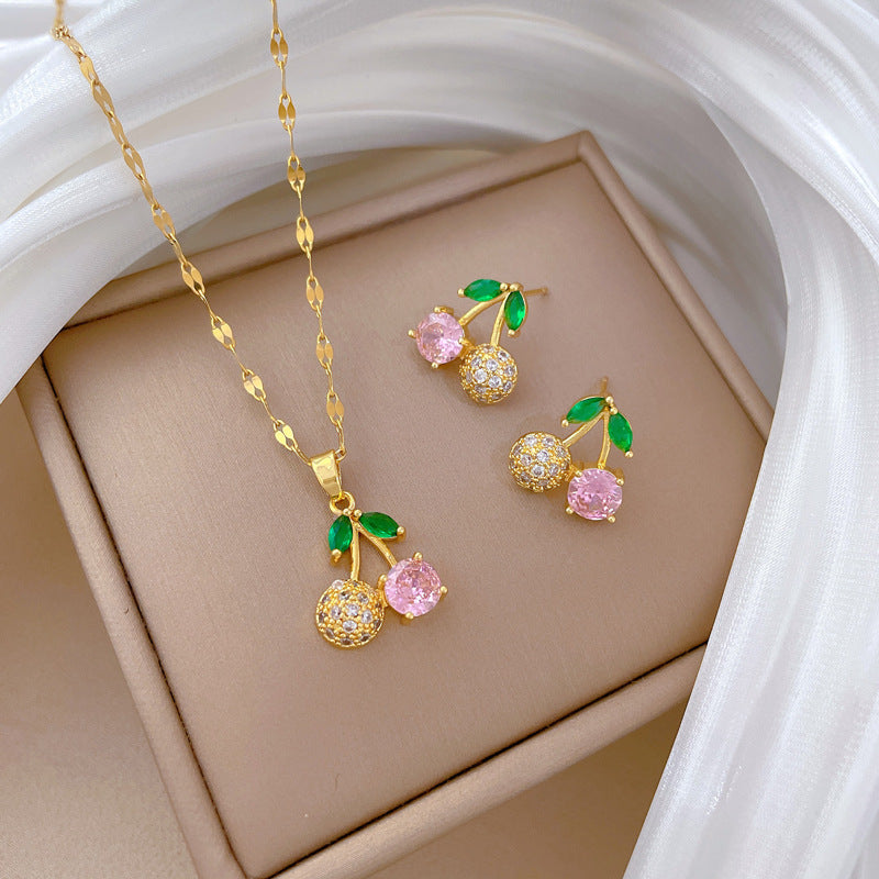 Cherry Diamond Gold Necklace
