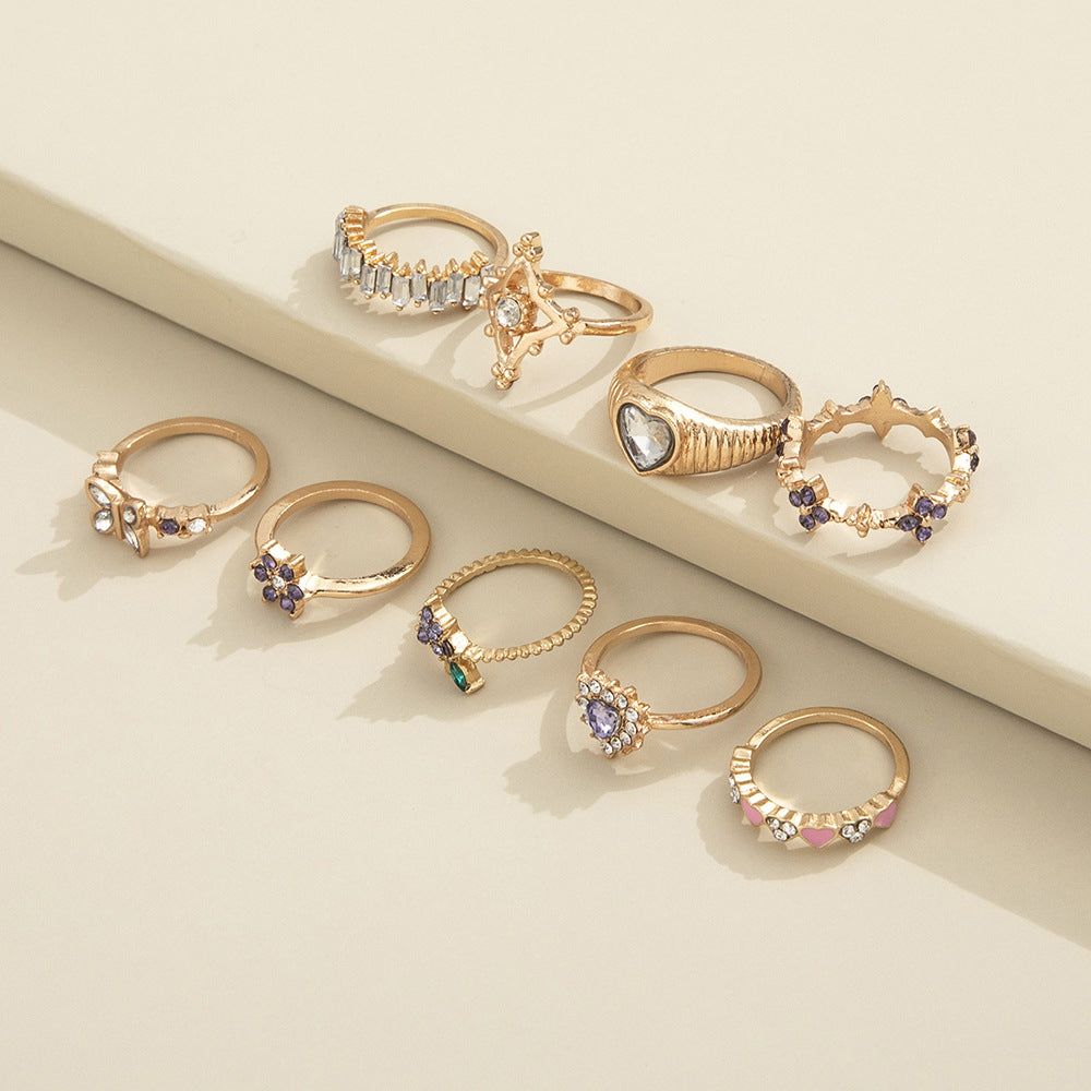 Purple Diamond Grape Flower Ring