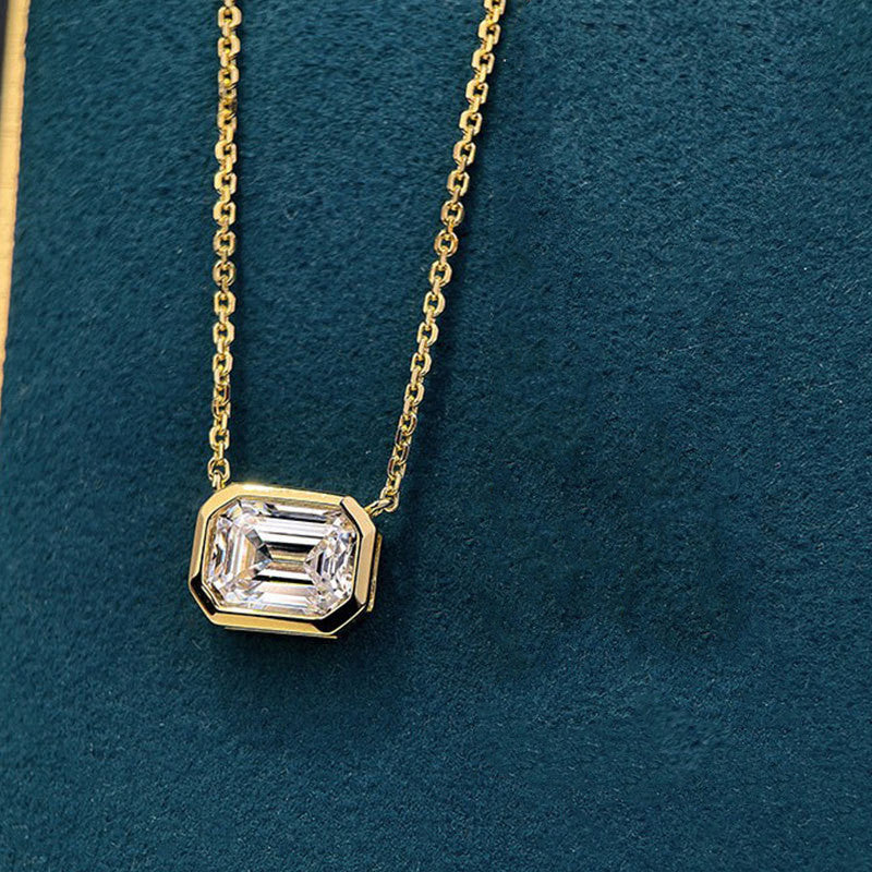 Rectangular Moissanite Necklace For Women