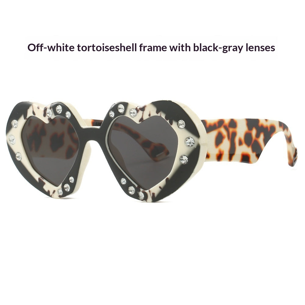 Diamond-Encrusted Heart-Shaped Sunglasses