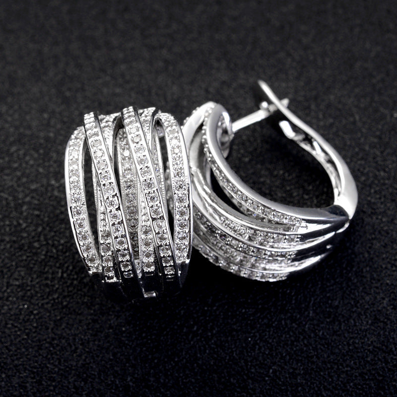 Line Ear Clip Cross Elegant Earrings