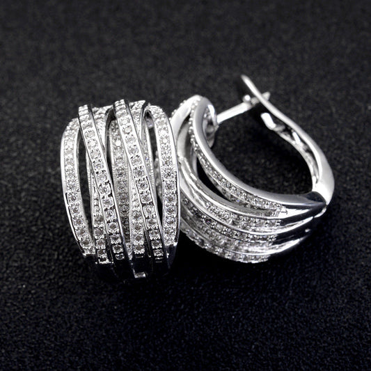 Line Ear Clip Cross Elegant Earrings