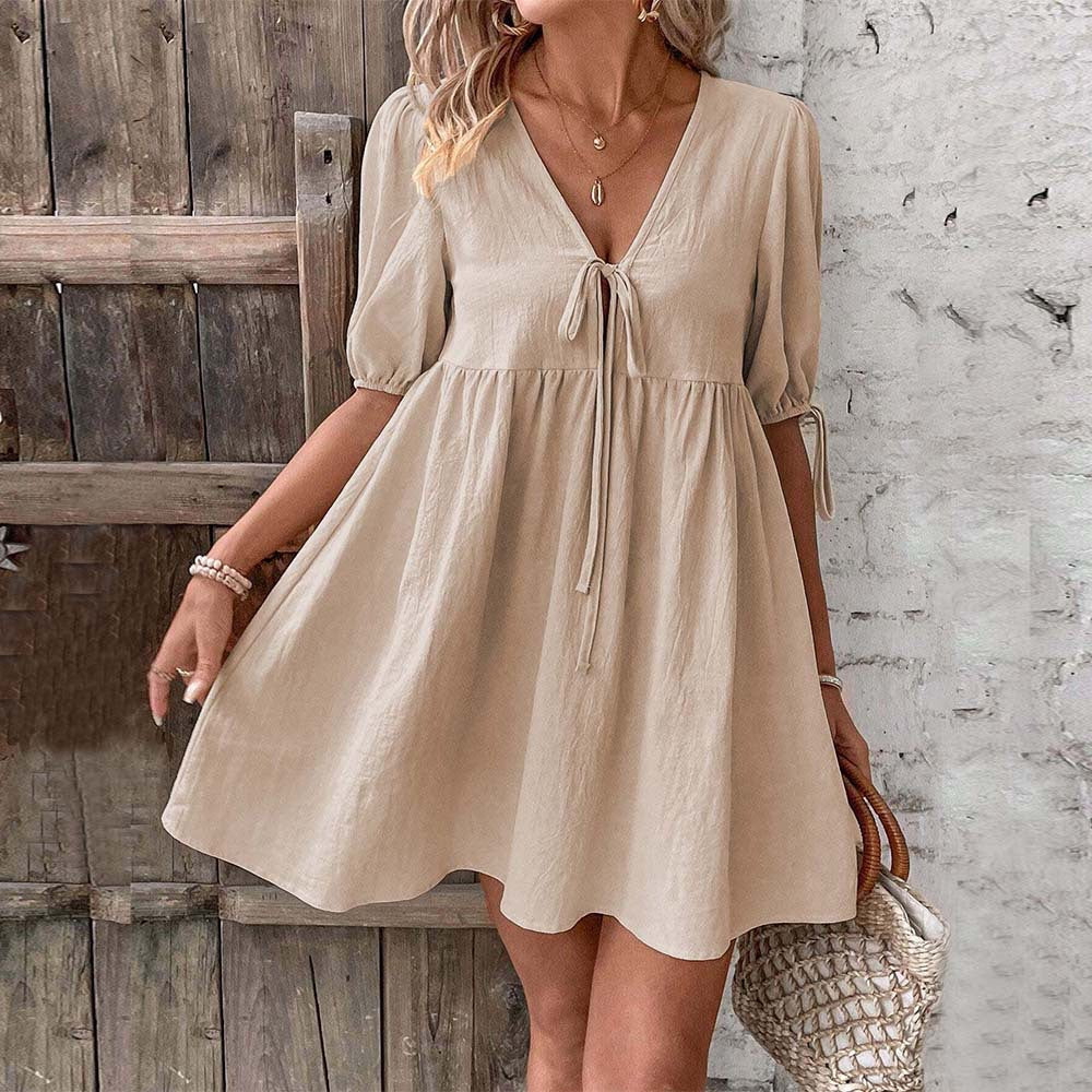 Lace Up A- Line Dress