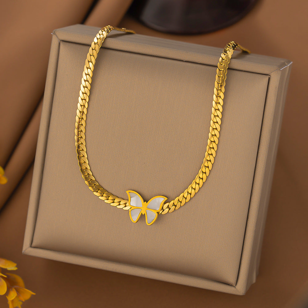 Shell Butterfly Whip Chain Clavicle Necklace