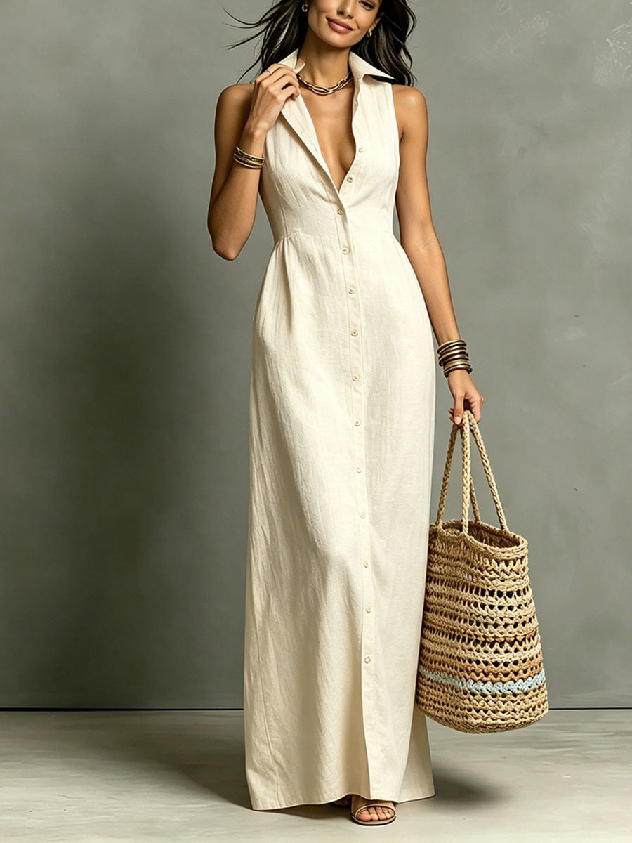Trinopy Casual Cotton Linen Dress