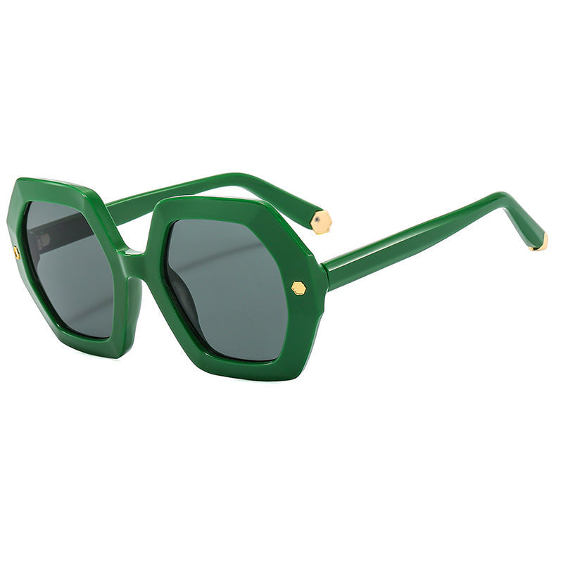Irregular With Personality Hexagonal Rivet Sunglasses