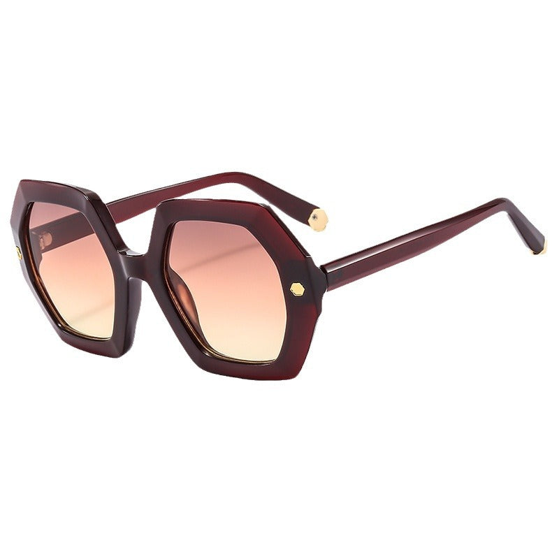 Irregular With Personality Hexagonal Rivet Sunglasses