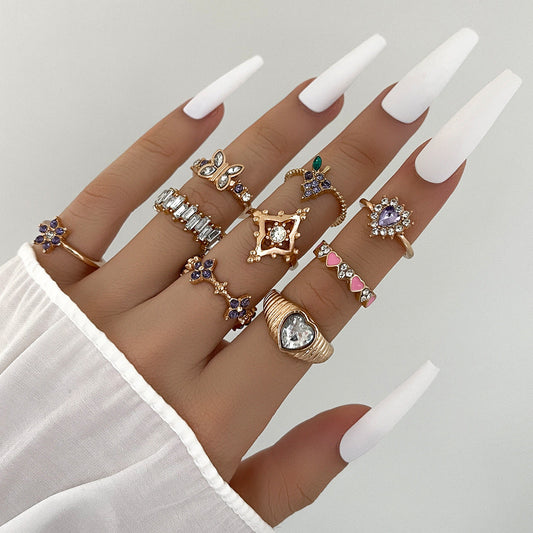 Purple Diamond Grape Flower Ring