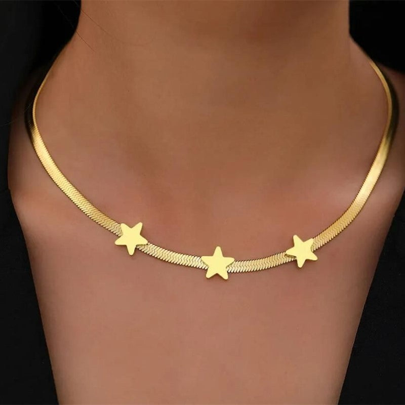 Blade Snake Chains Stars Necklace