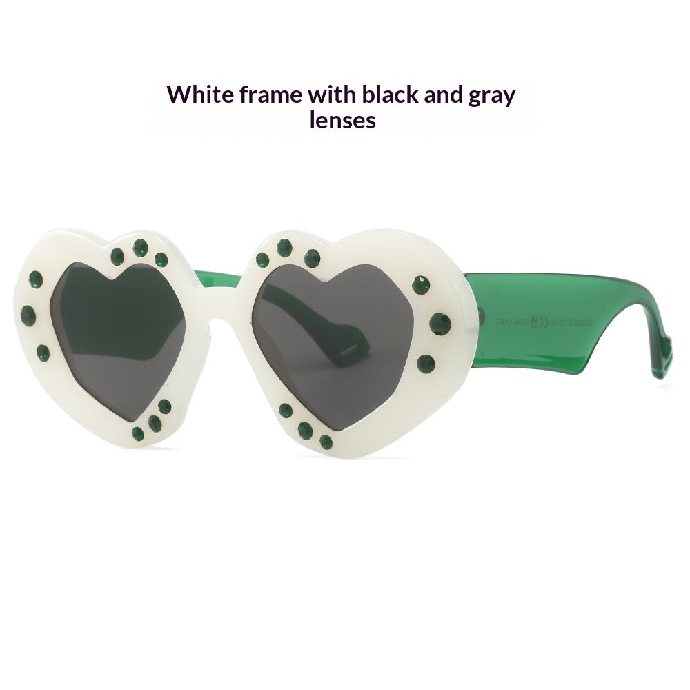 Diamond-Encrusted Heart-Shaped Sunglasses