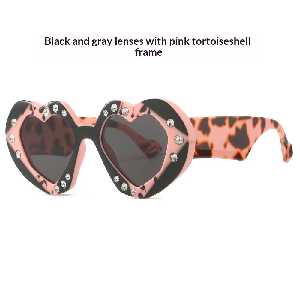 Diamond-Encrusted Heart-Shaped Sunglasses