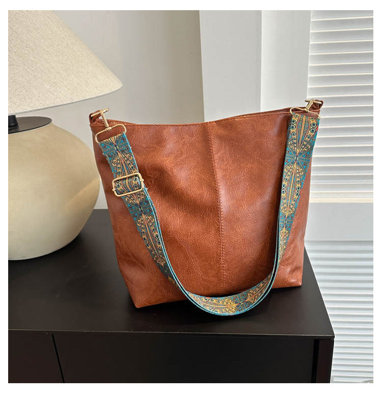 Ethnic Style Wide Shoulder Strap Handbag