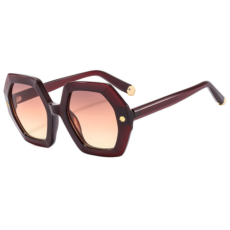 Irregular With Personality Hexagonal Rivet Sunglasses