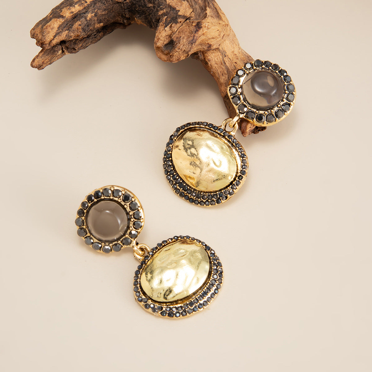 Hollow Floral Encrusted Long Tassel Earrings