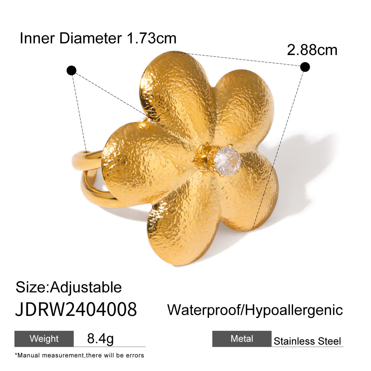 Five Petal Flower Bow Ring