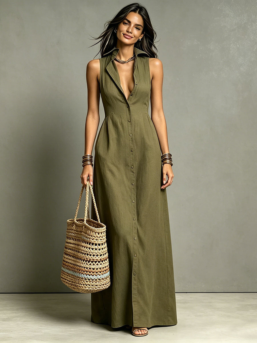 Trinopy Casual Cotton Linen Dress