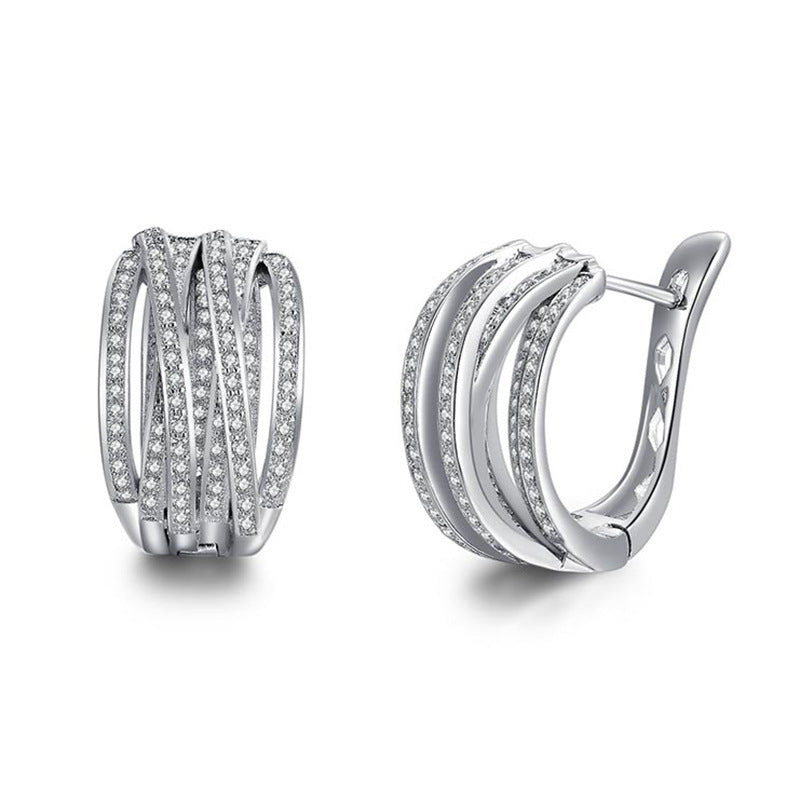 Line Ear Clip Cross Elegant Earrings