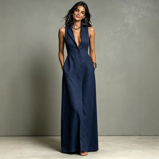 Trinopy Casual Cotton Linen Dress