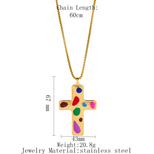 Drop Oil Cross Necklace For Men And Women