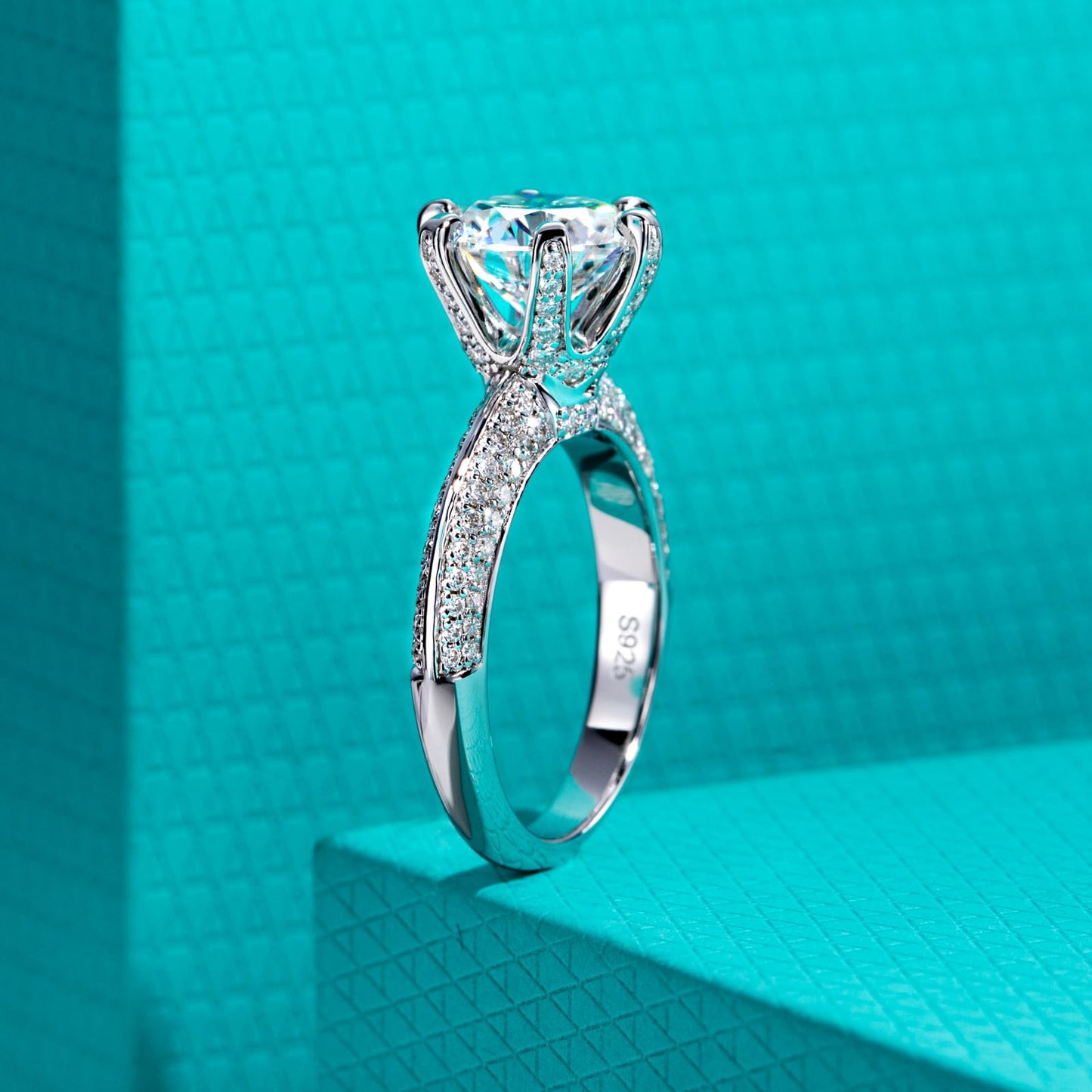 Moissanite Ring For Women 3.692cttw 3CT Center Stone D Color VVS1 925 Sterling Silver Elegant Engagement Wedding Promise Anniversary Rings
