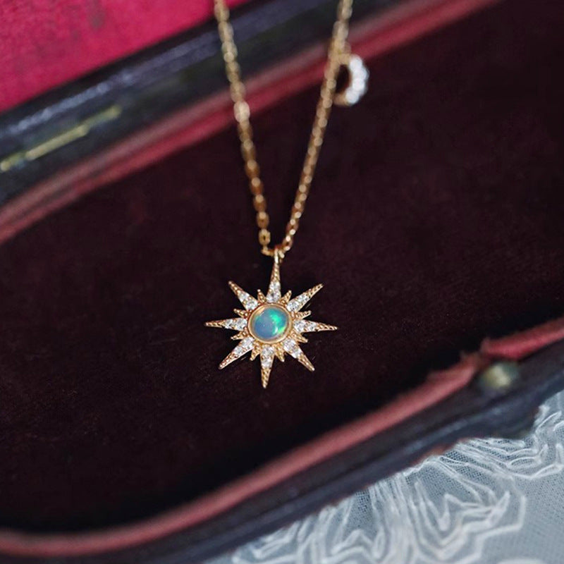 Sparkling Eight-Point Star Zircon Necklace