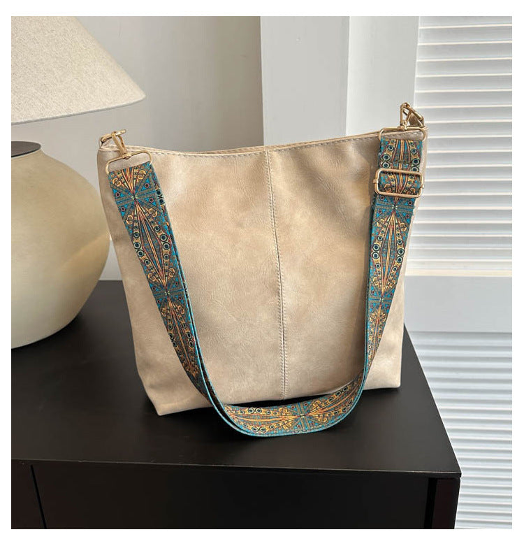 Ethnic Style Wide Shoulder Strap Handbag