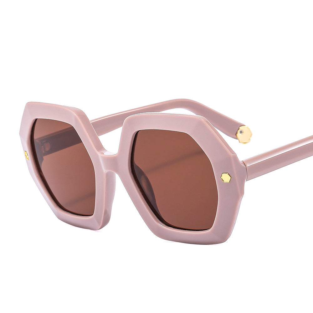 Irregular With Personality Hexagonal Rivet Sunglasses