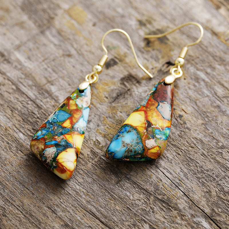 Stone Emperor Stone Triangle Earrings