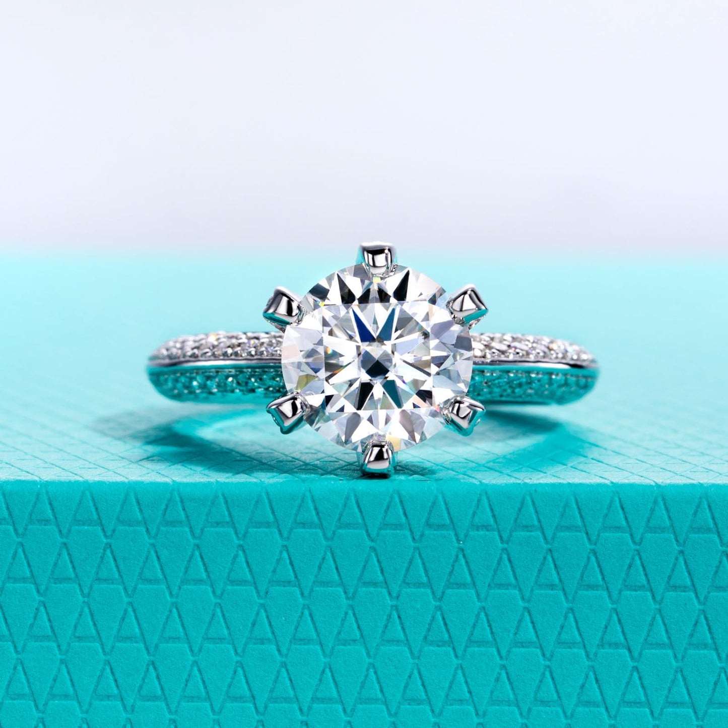 Moissanite Ring For Women 3.692cttw 3CT Center Stone D Color VVS1 925 Sterling Silver Elegant Engagement Wedding Promise Anniversary Rings