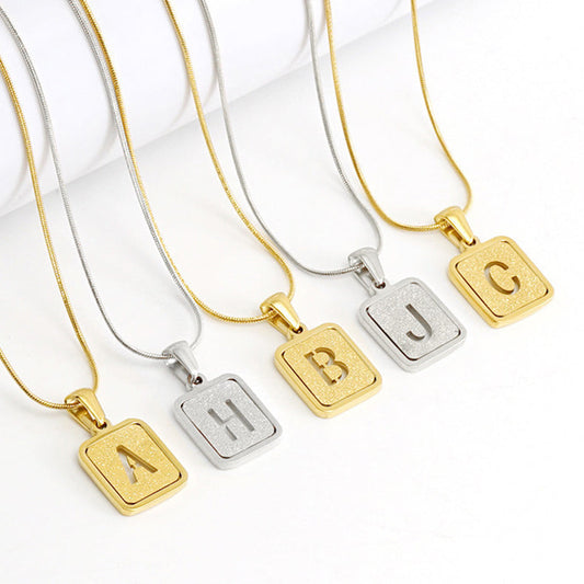 26 Letters Hollow Out Square Necklace
