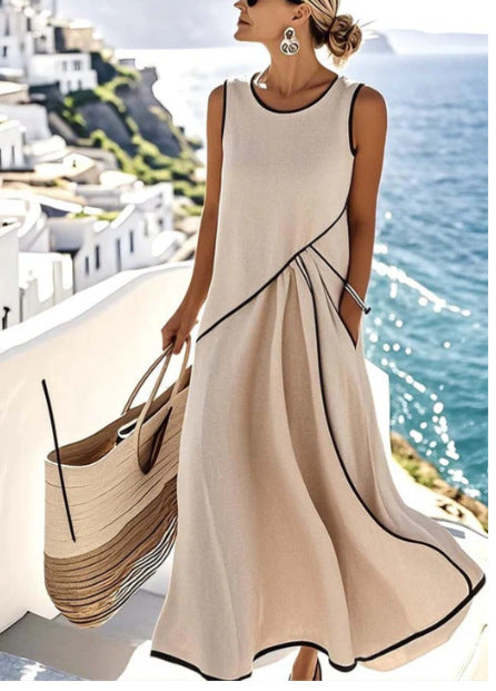 Beach Vacation Short-sleeved Maxi Dress