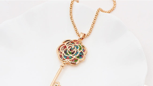 Crystal Long Sweater Chain Necklace