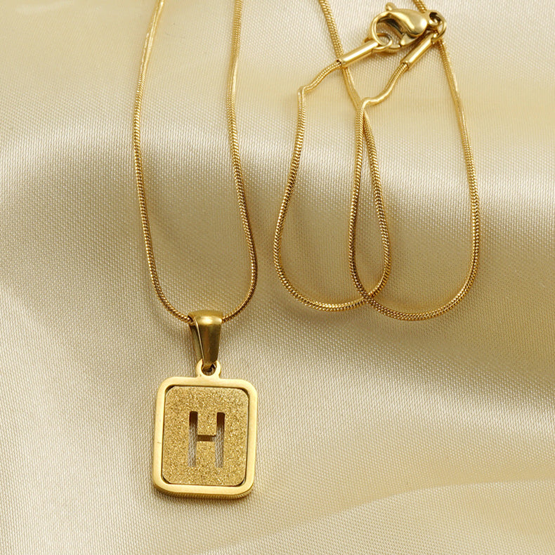 26 Letters Hollow Out Square Necklace