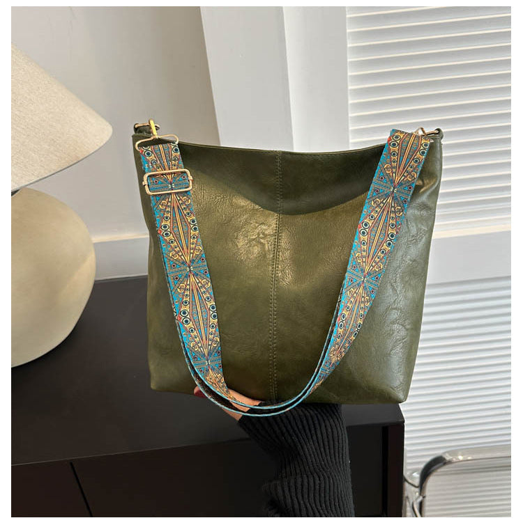 Ethnic Style Wide Shoulder Strap Handbag
