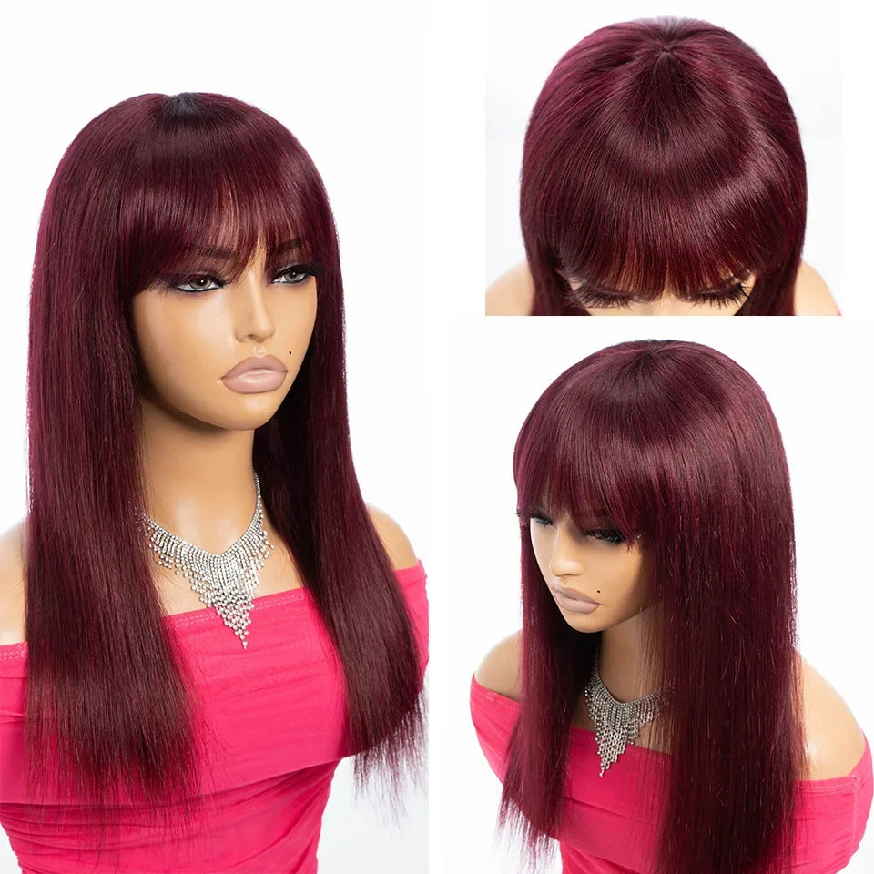 Wine Red Straight Hair Wig