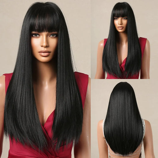 Black Hair Long Straight Wigs