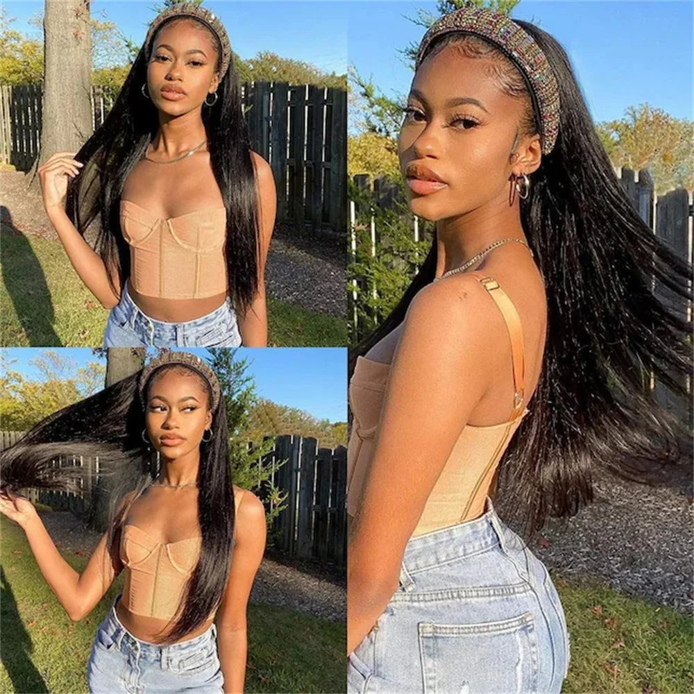 Headband Human Hair Wigs
