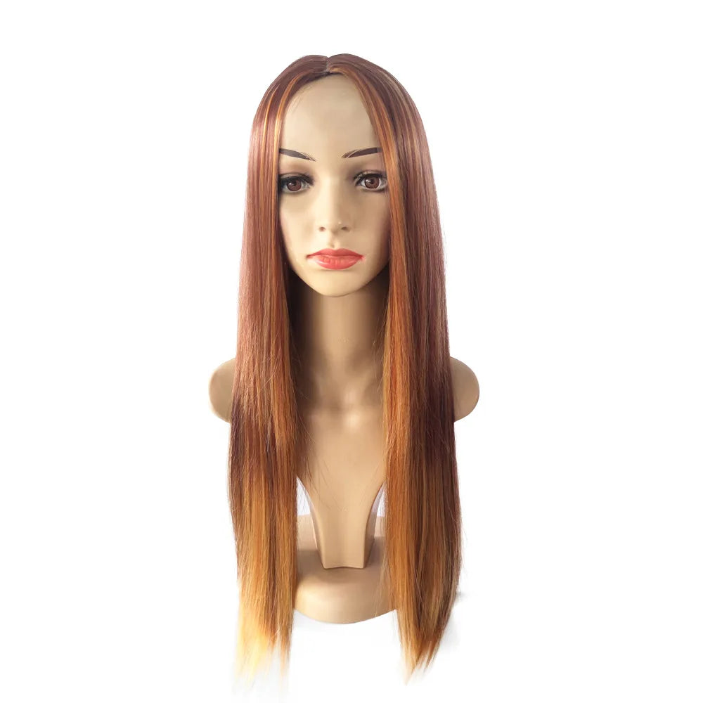 New piano long straight hair wig