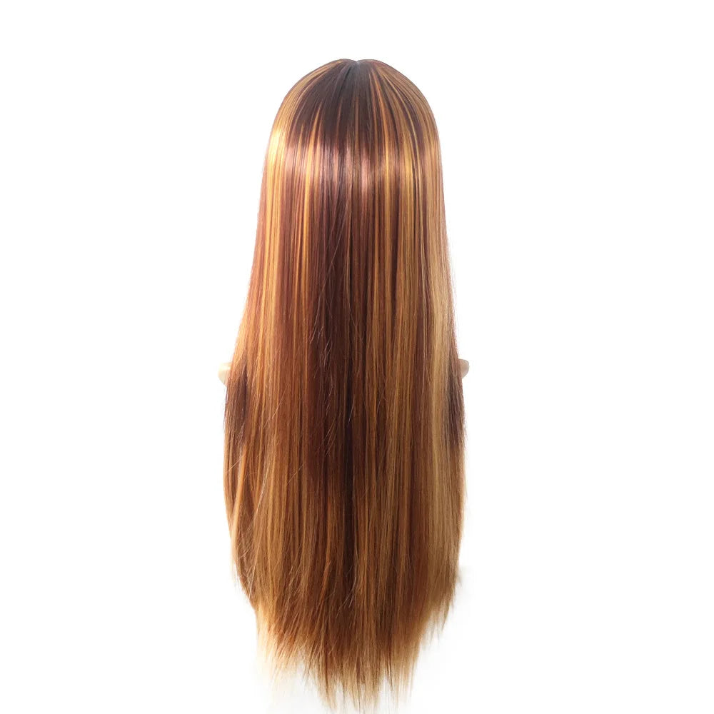 New piano long straight hair wig
