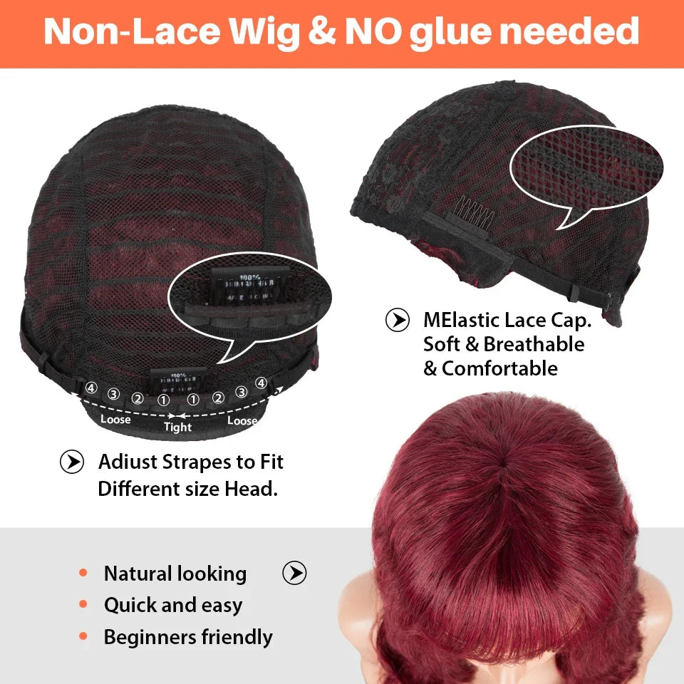 Wine Red Straight Hair Wig