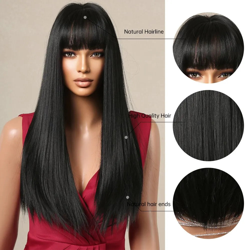 Black Hair Long Straight Wigs