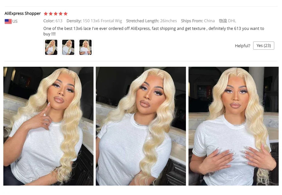 613 Blonde 46 Inch Body Wave