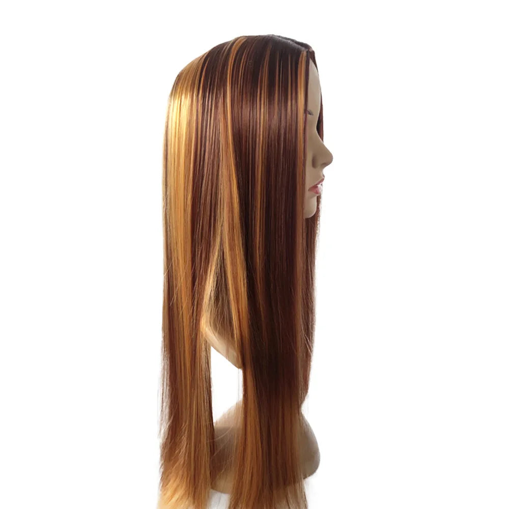 New piano long straight hair wig