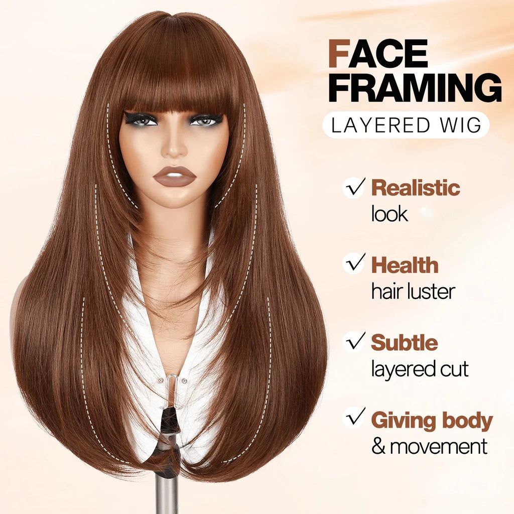 Long Layered Straight Hair Wig  Natural Layered Design, Suitable for Daily Use, Parties, Cosplay, and Other Occasions