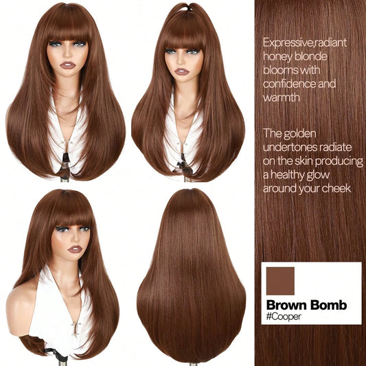 Long Layered Straight Hair Wig  Natural Layered Design, Suitable for Daily Use, Parties, Cosplay, and Other Occasions