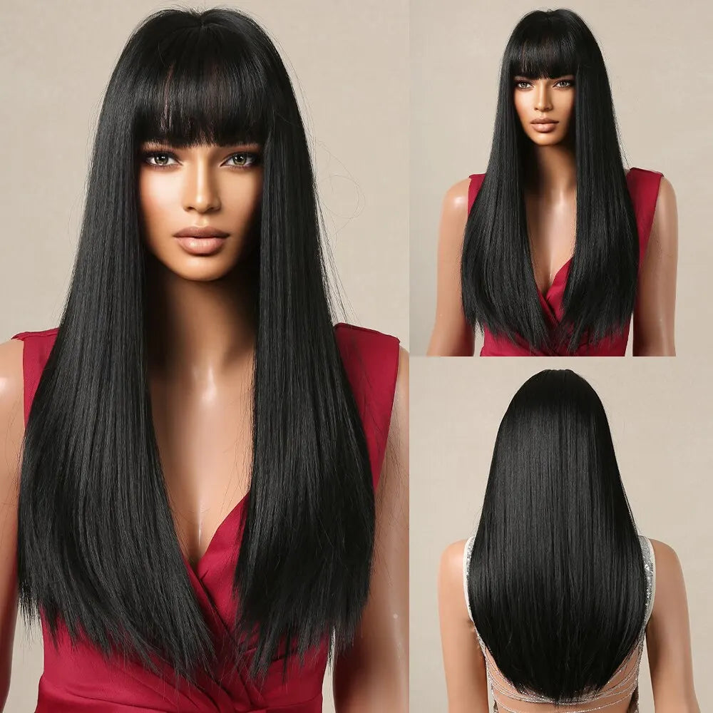 Black Hair Long Straight Wigs