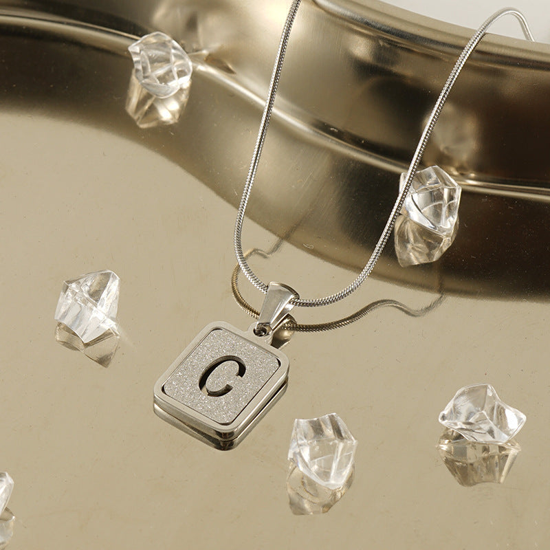26 Letters Hollow Out Square Necklace