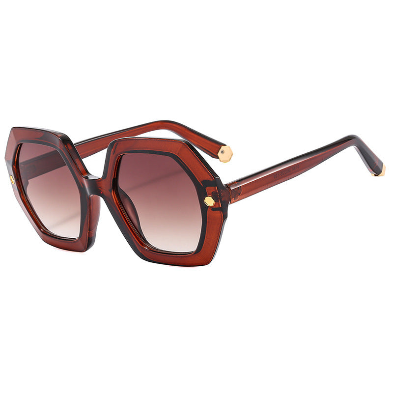 Irregular With Personality Hexagonal Rivet Sunglasses