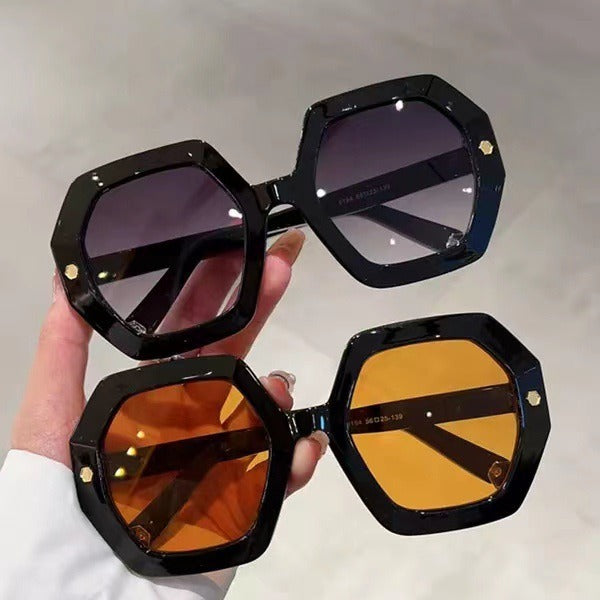 Irregular With Personality Hexagonal Rivet Sunglasses